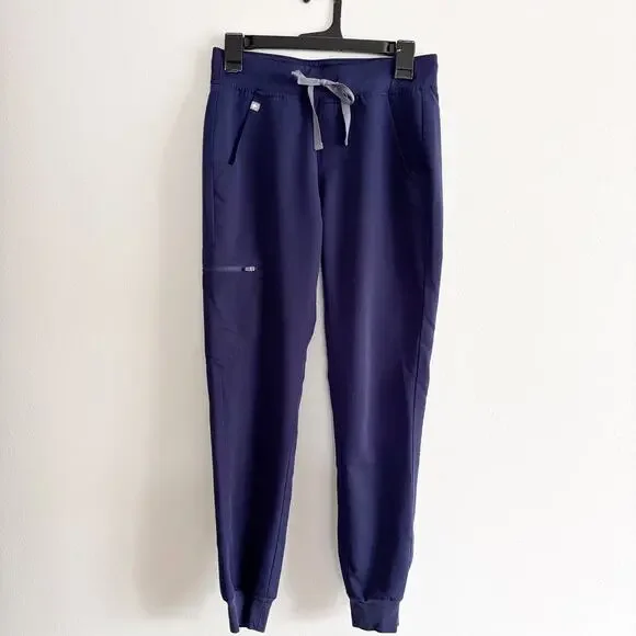 FIGS Zamora Jogger Scrub Pants XS Navy Medical Pants w/Pockets Elastic Waist - Picture 1 of 12